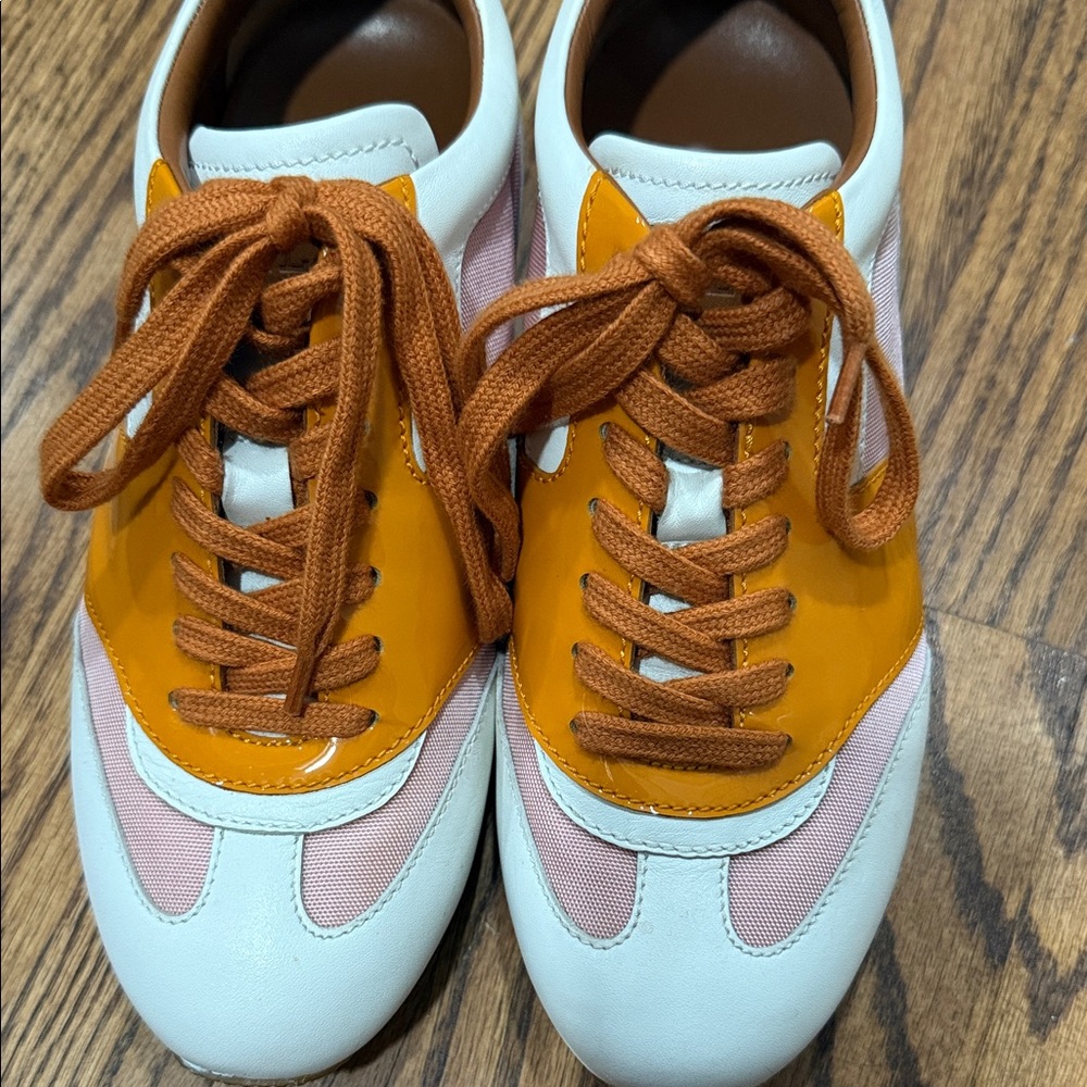 Bally Pink and Orange Leather Sneakers